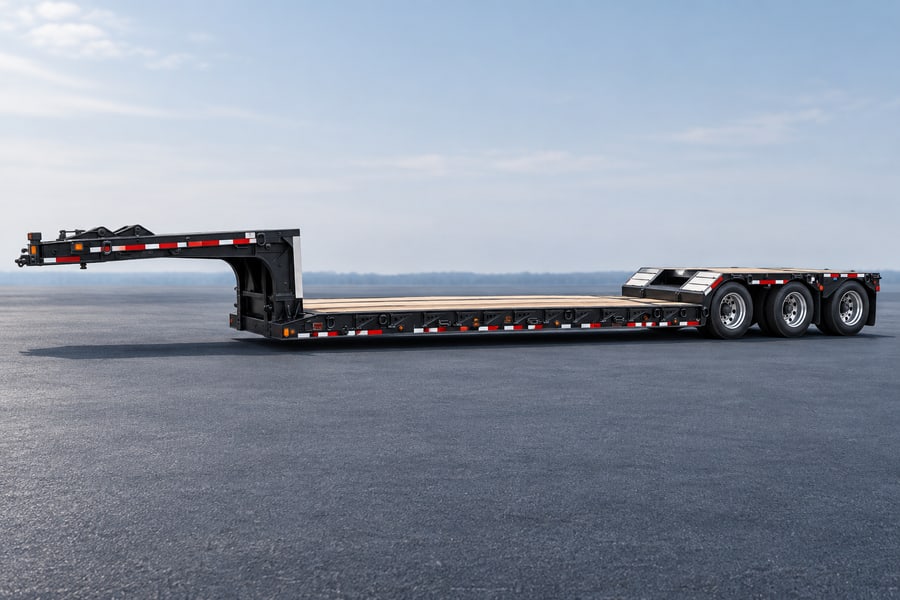 Double drop trailer with a lowered center deck